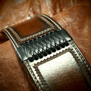 Brown Leather Cuff Bracelet : American Western Saddle Wristband ...