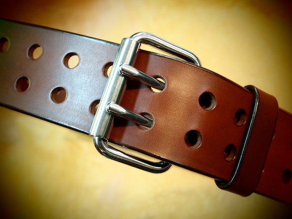 Brown leather belt : 2 Inches Wide! Super wide Retro style. Handmade in New York!