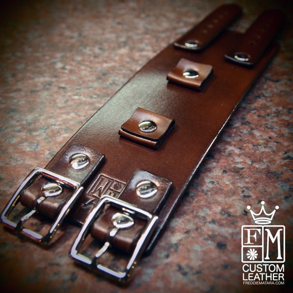 Leather cuff Bracelet Brown watchband Vintage Johnny Depp style wristband Handmade for YOU in USA by Freddie Matara