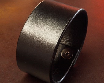 Leather cuff bracele : Black Bridle Custom made for YOU Leather wristband in USA by Freddie Matara