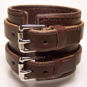 2.5 inch Brown Leather Hand stitched Cuff Bracelet made for YOU in USA by Freddie Matara