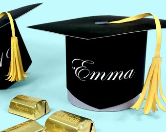 graduation cap - favor box holds candy, gift cards and treats party printable PDF kit - INSTANT download