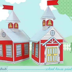 school house -  cookie box , teacher appreciation gift box, party favor centerpiece printable PDF kit - INSTANT download