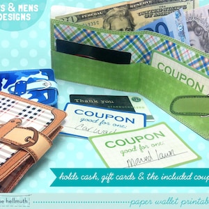 paper wallets gift card, money holder with included chore coupons, printable PDF kit INSTANT download image 3