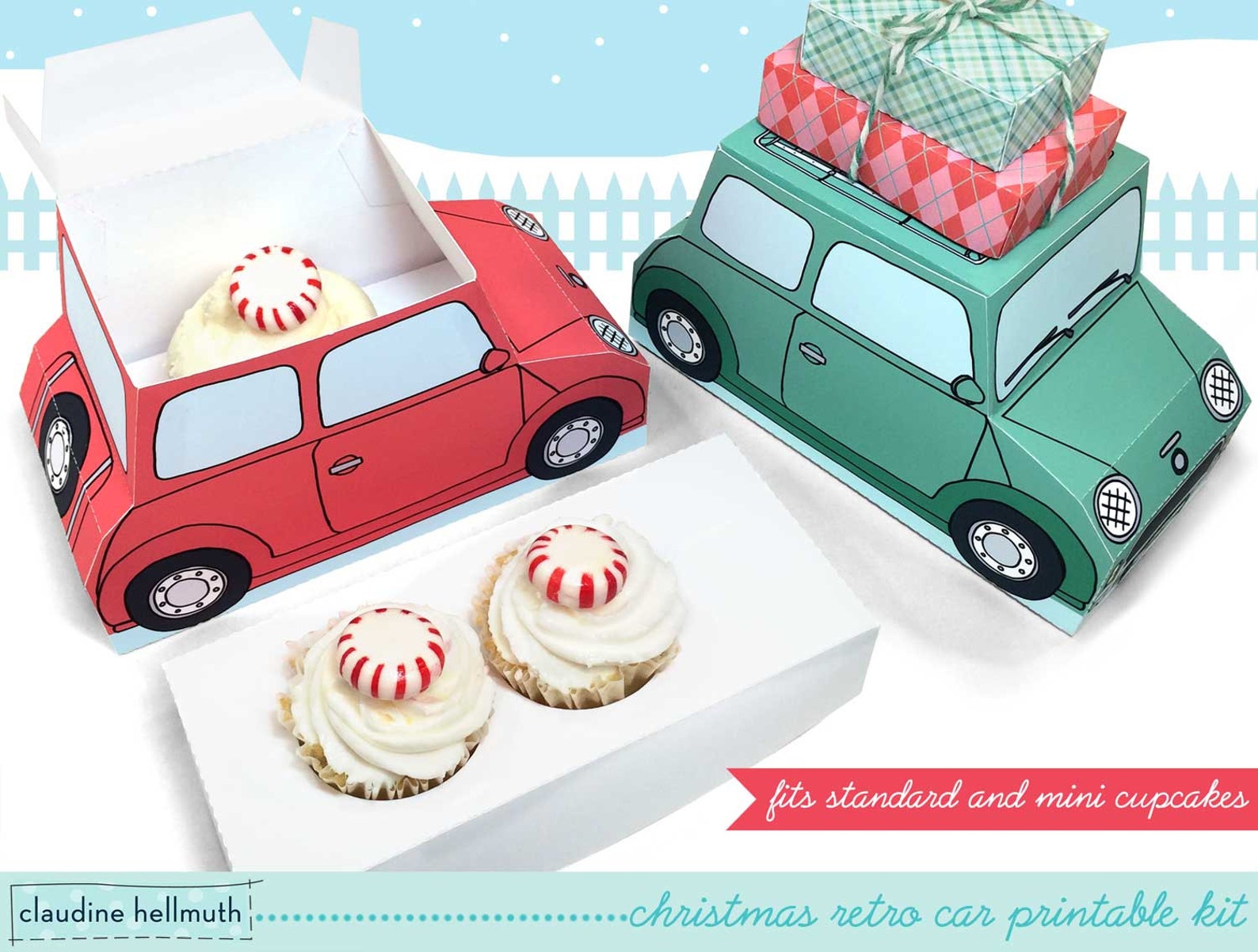 Christmas Retro Cars Cupcake Boxes Hold Cookies and Treats Etsy