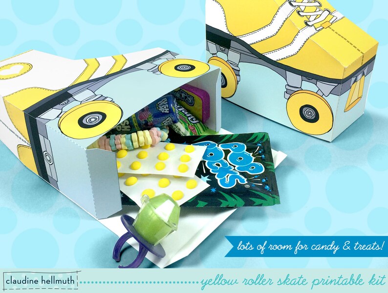 Yellow Roller Skates Favor Boxes Fit Gift Cards Candy Etsy