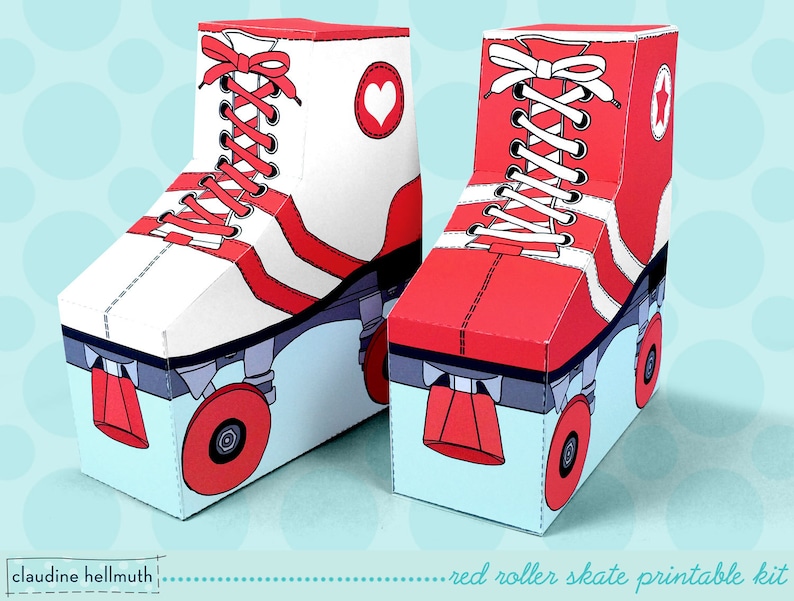 Red Roller Skates Favor Boxes Fit Gift Cards Candy Cookies Etsy