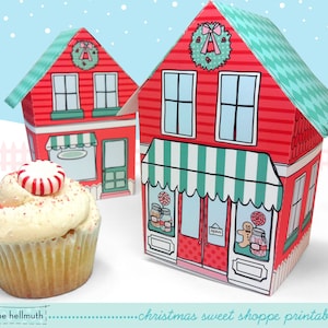 christmas sweet shoppe  -  cupcake box, holiday cookie box, holds favors, gifts and treats printable PDF kit - INSTANT download