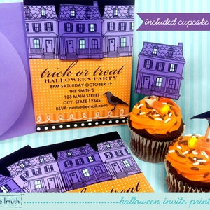 halloween party printable invite with cupcake toppers - editable text you can customize yourself PDF - INSTANT download