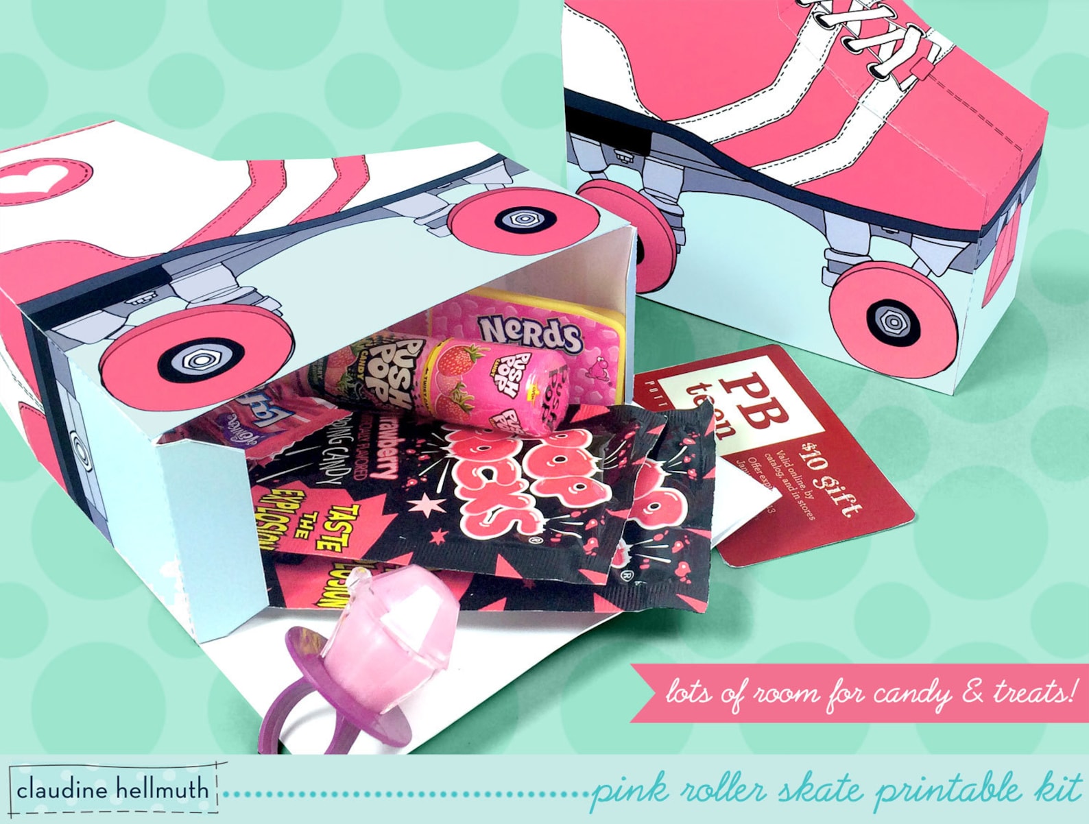 Pink Roller Skates Favor Boxes Fit Gift Cards Candy Etsy