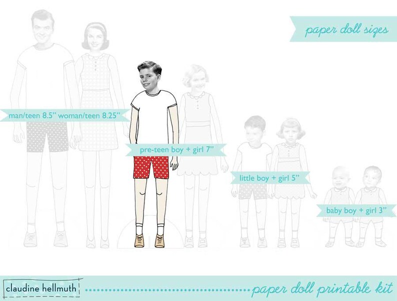 PRE-TEEN BOY paper doll set easy for you to customize with your own photos printable pdf instant download image 5