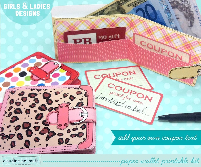 Paper wallets gift card money holder with included chore ...