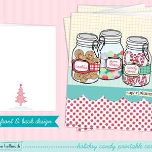 christmas card printable kit sugar plums holiday candy jars greeting card printable INSTANT download PDF image 2