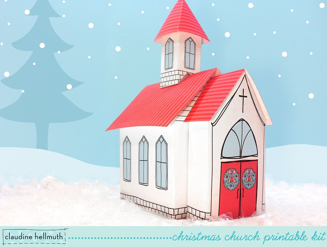 Christmas Church - Candy Gift Box, Party Favor Box, Centerpiece ...