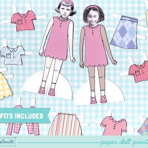 LITTLE GIRL paper doll set - easy for you to customize with your own photos - printable PDF instant download