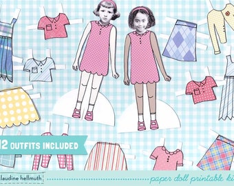 LITTLE GIRL paper doll set - easy for you to customize with your own photos - printable PDF instant download
