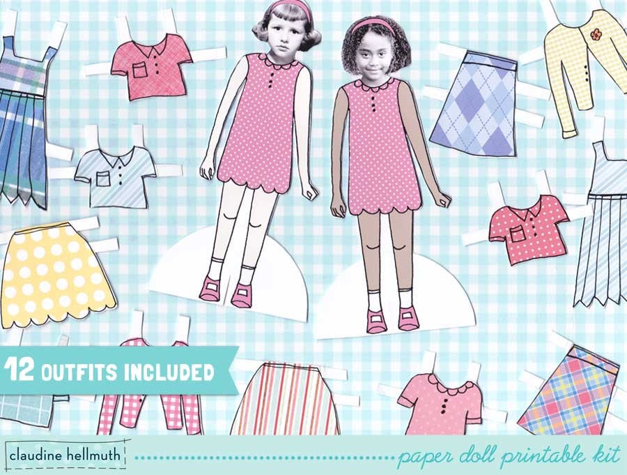 A4 Printable Magnetic Paper Dress up Dolls. SEN 