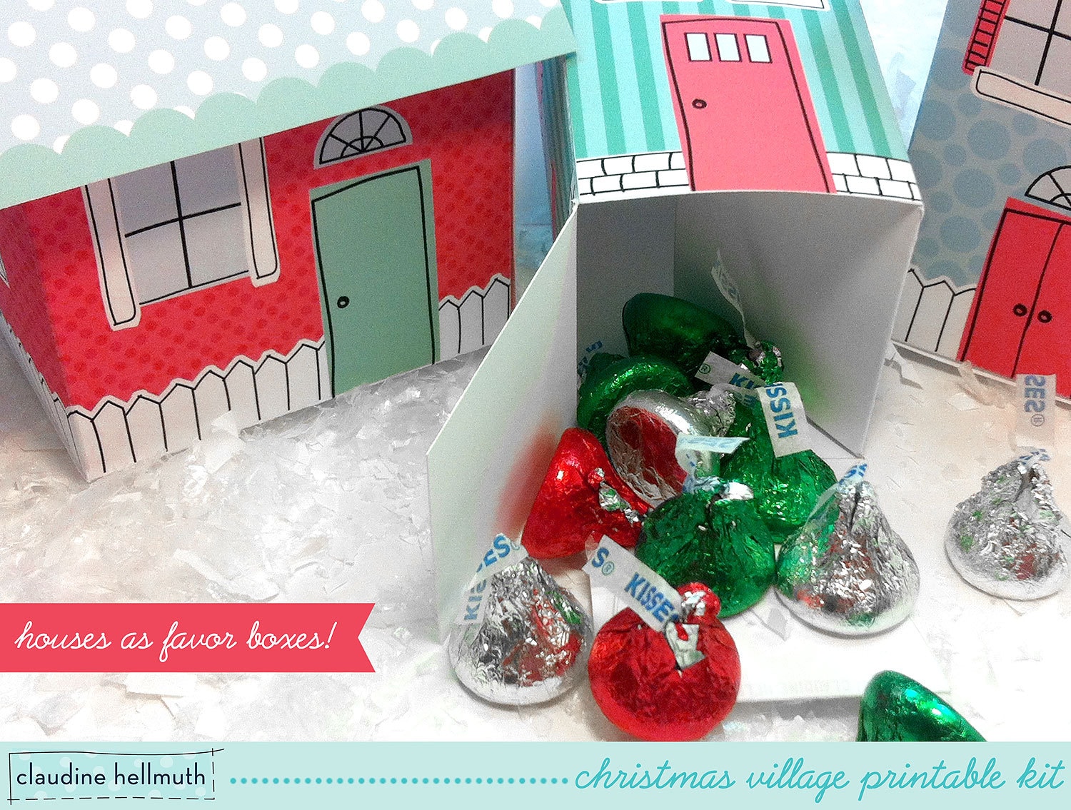 Amazon.com: santa town christmas village. unpainted ceramic bisque Christmas village favor boxes luminaries party | Etsy