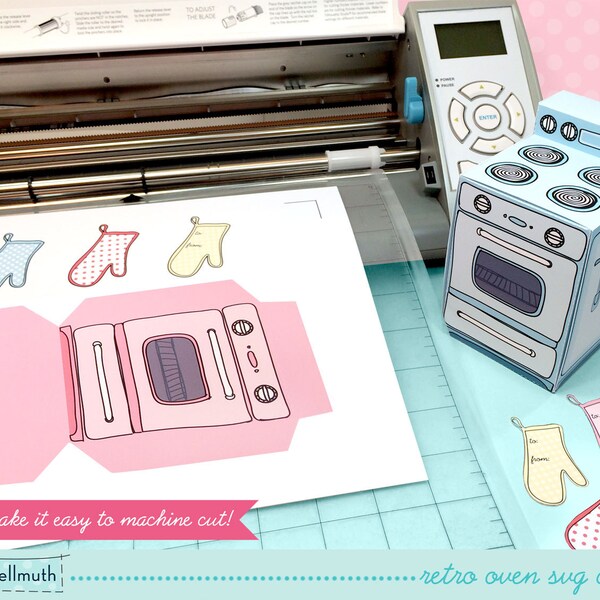 SVG cut file kit -  retro oven cupcake box - use with: Silhouette Designer Edition, Sure Cuts A Lot (SCAL3), Eclips software