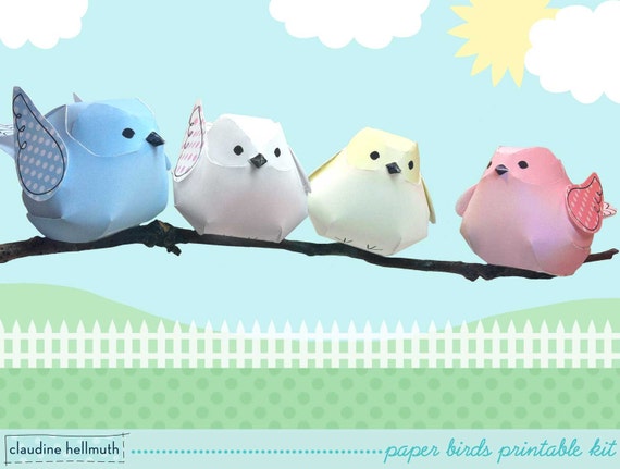 whimsical bird ornaments - perfect for spring, baby shower, wedding decorations and more - printable PDF - INSTANT download Il_570xn
