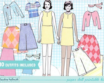 WOMAN paper doll set - easy for you to customize with your own photos - printable PDF - INSTANT download