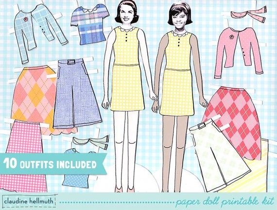 WOMAN paper doll set - easy for you to customize with your own photos - printable PDF - INSTANT download Il_570xn