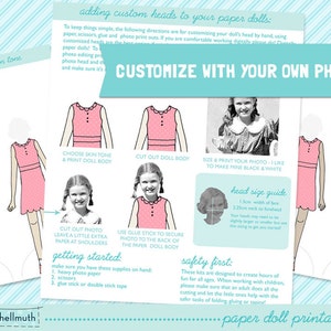 FULL FAMILY SET paper dolls easy for you to customize with your own photos printable pdf instant download image 3