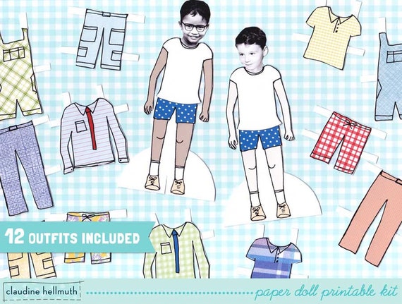LITTLE BOY paper doll set easy for you to customize with | Etsy