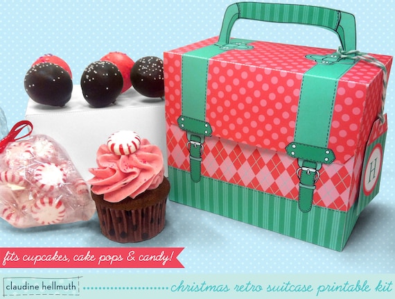christmas cake pop and cupcake box - holds cookies, candy, party treat and favor box, printable PDF kit - INSTANT download Il_570xn