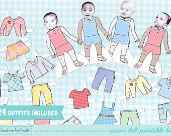 BABY paper doll set - easy for you to customize with your own photos - printable PDF - instant download