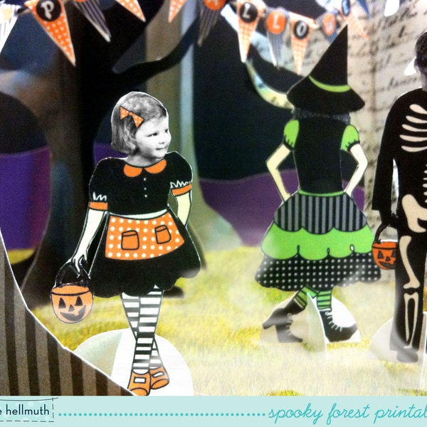 halloween spooky forest - party table centerpiece decoration kit, printable PDF - INSTANT download