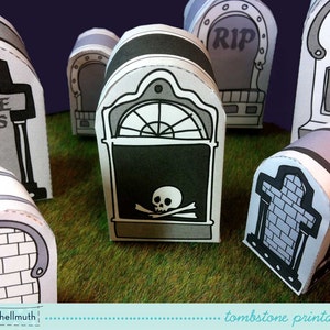 halloween tombstones candy box, party favor box & place setting marker, table centerpiece printable PDF INSTANT download image 2