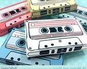 cassette tapes -  gift card holders, party favor boxes, paper toy printable PDF kit - INSTANT download
