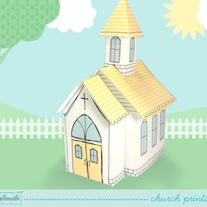 church favor box for weddings, baptisms, Easter, centerpiece decoration printable PDF kit INSTANT download image 2