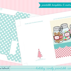 christmas card printable kit sugar plums holiday candy jars greeting card printable INSTANT download PDF image 4