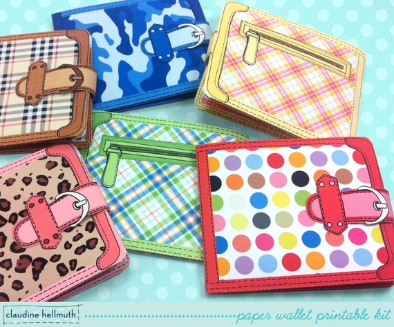 paper wallets - gift card, money holder with included chore coupons, printable PDF kit - INSTANT download Il_570xn