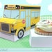 school bus - cupcake box, cookie, teacher appreciation gift box, party favor centerpiece printable PDF kit - INSTANT download