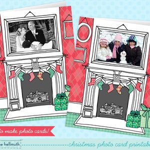 christmas photo card printable kit - customize this card with your own photos - INSTANT download PDF