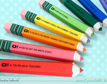 pencil candy box -  teacher appreciation, back to school, party favor gift boxes,  PDF kit - INSTANT download