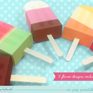 ice pop - cajas de favor de fiesta y titulares de tarjetas de regalo kit PDF imprimible - descarga INSTANTÁNEA