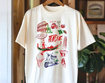 Italian Icons T-Shirt: Vintage Travel Tee, Amalfi Coast & Capri