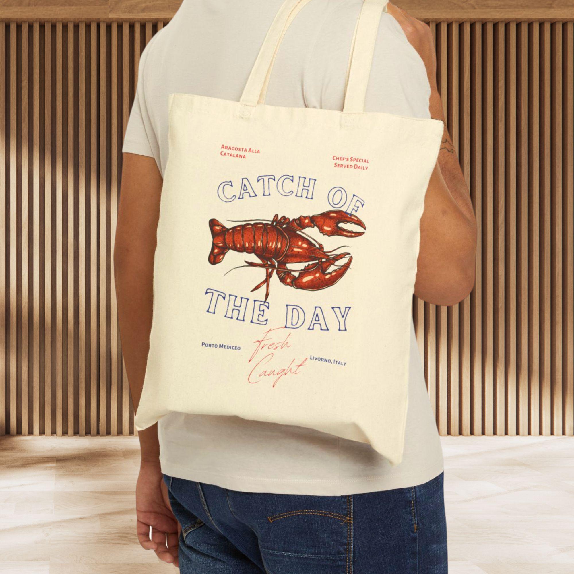 Sac Fourre-tout Vintage Coton Motif Homard - Femme