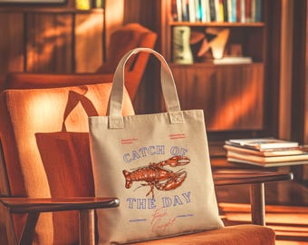 Torba płócienna z bawełny w stylu vintage z homarami