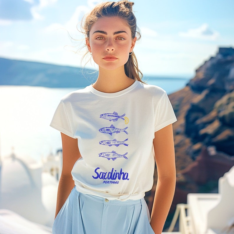 Organic Cotton Polo Shirt & Shorts Set - Les Sardines (Light Blue)
