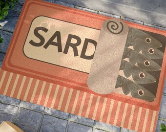 Sardines Tin Coir Doormat: Retro Fish Design