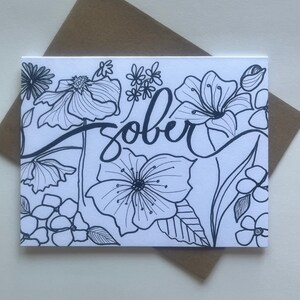 Nüchterne Schwarz-Weiß-Grußkarte, Pride in Genesung, Nüchternheit Karte, leere Notecard, Wiederaufnahme Anerkennung