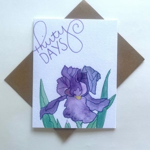 Cartão de felicitações Thirty Days Sober Purple Iris, presente de recuperação, marco da sobriedade, 30 dias sóbrio, orgulhoso da sua sobriedade