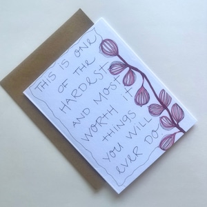 Carte de voeux « L'une des choses les plus difficiles », carte de soutien sobre, encouragement, soutien, inspiration, vous pouvez le faire