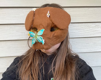 Cute Brown Dog Therian Mask