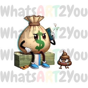 Money Talks BS Walks Digital Art | Funny Money Bag Character for Sublimation & DTF | Business Motivational Design